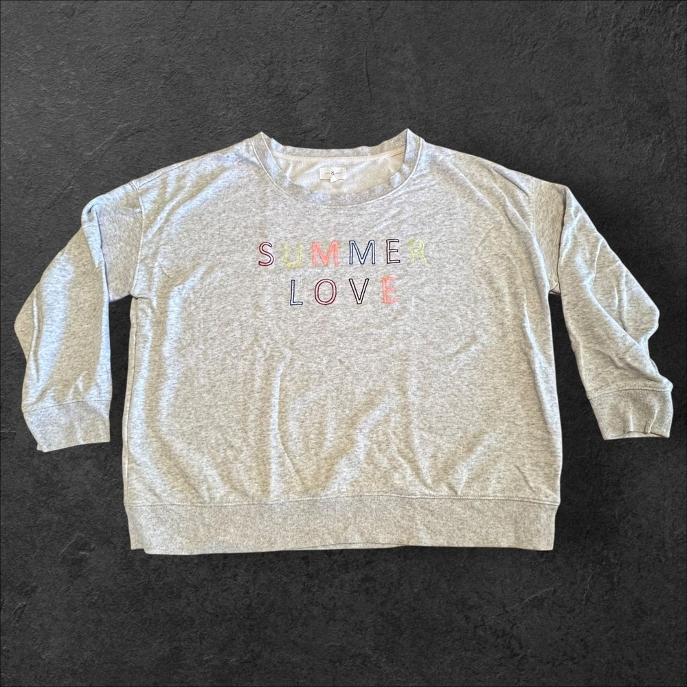Lou & Grey For LOFT Crewneck Sweatshirt Embroidered Summer Love Women's XL